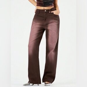 Three 12 Jeans High Rise Denim wide Leg Jeans red/orange M